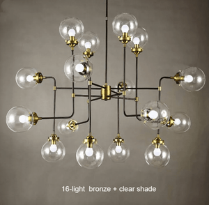 Molecule Chandelier Marie Antonette 16 Globe Heads Clear Finish Globe Lamp shade 