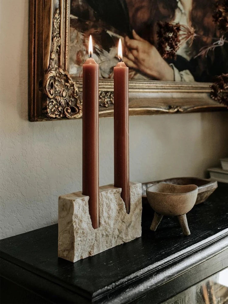 Handcrafted Natural Travertine Marble Candle Holder candle holder Marie Antonette 