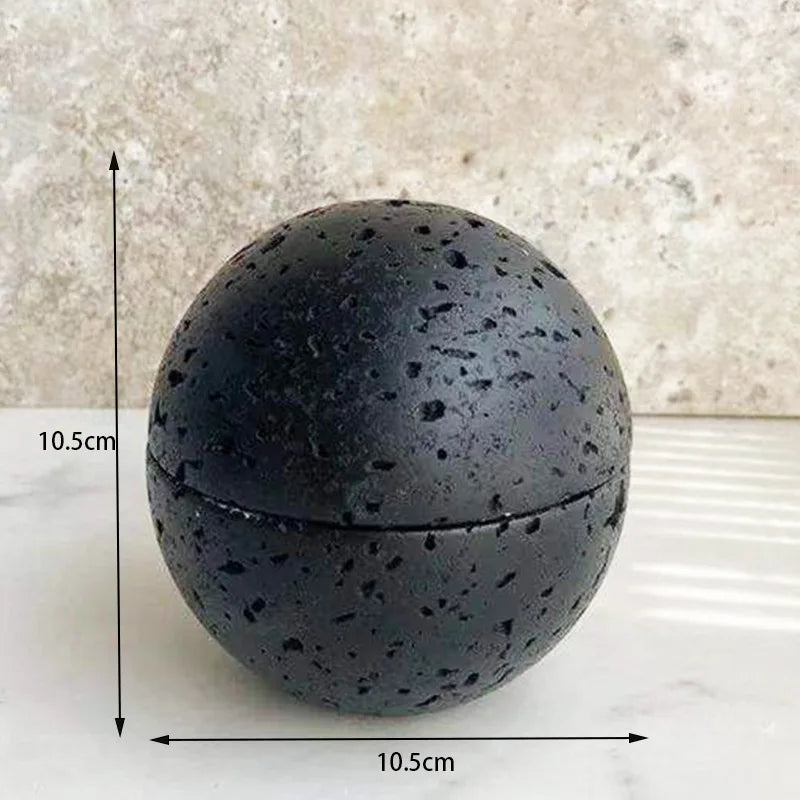 Natural Travertine Stone Sphere Incense Burner | Mubkhar Incense Burner incense burner home decor Shop Marie Antonette Black 