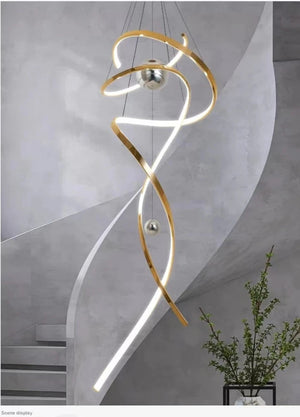 Stainless steel stair chandelier, gold/rose gold villa luxury chandelier, H80/H120/H180CM, RC dimming, customizable size Marie Antonette 