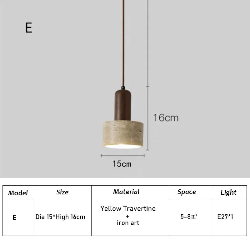 Japandi style Travertine Pendant | Japanese Retro Lighting pendant light Shop Marie Antonette E-dia 15cm (5.91"inches) Cold White 