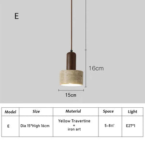 Japandi style Travertine Pendant | Japanese Retro Lighting pendant light Shop Marie Antonette E-dia 15cm (5.91"inches) Cold White 