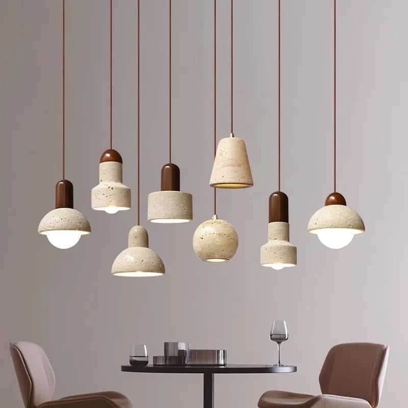 Japandi style Travertine Pendant | Japanese Retro Lighting pendant light Shop Marie Antonette 