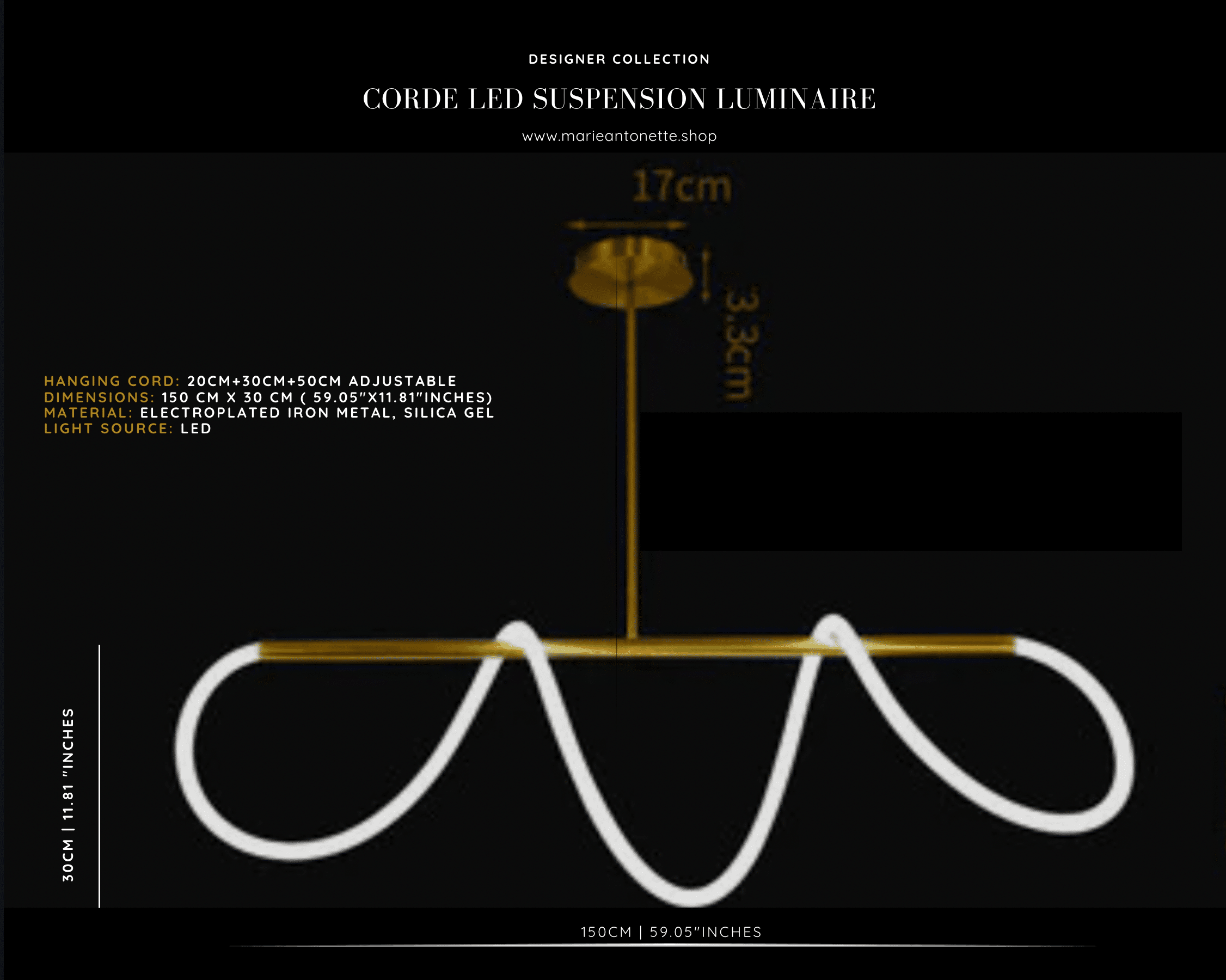 Corde LED Suspension Luminaire Marie Antonette 