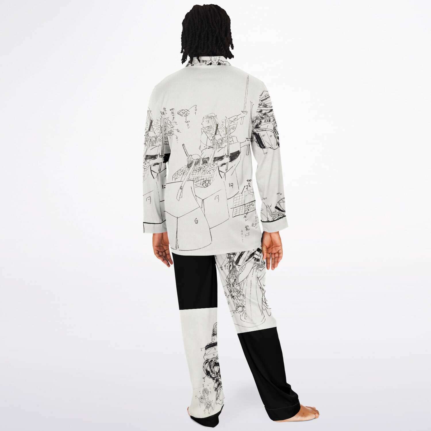 Japanese Pajama Inspired from Japanese dance-drama Men's Satin Pajamas - AOP Subliminator 