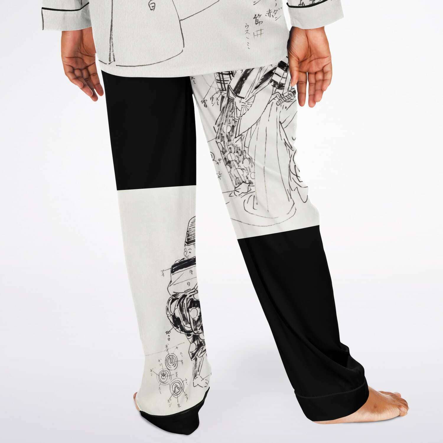 Japanese Pajama Inspired from Japanese dance-drama Men's Satin Pajamas - AOP Subliminator 