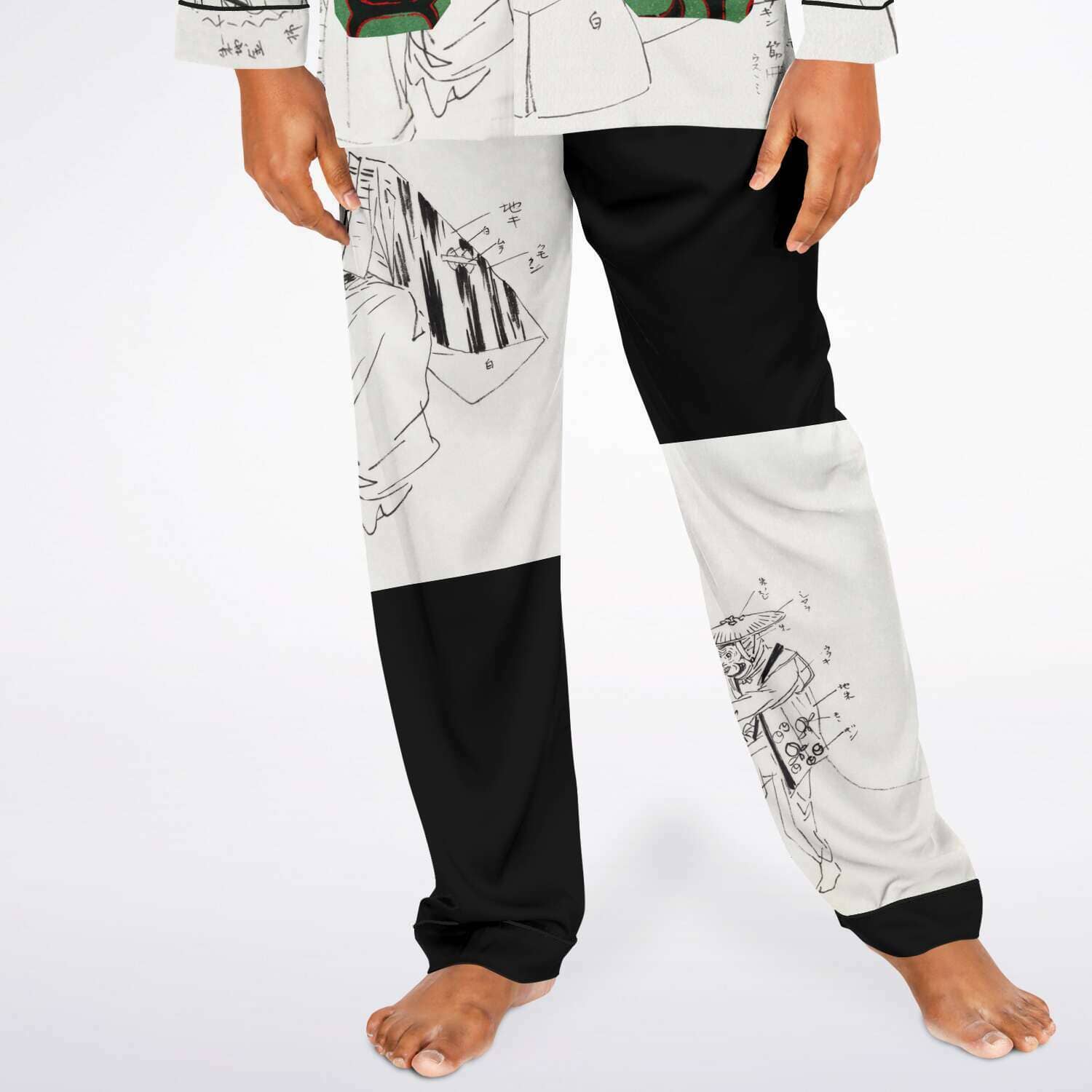 Japanese Pajama Inspired from Japanese dance-drama Men's Satin Pajamas - AOP Subliminator 