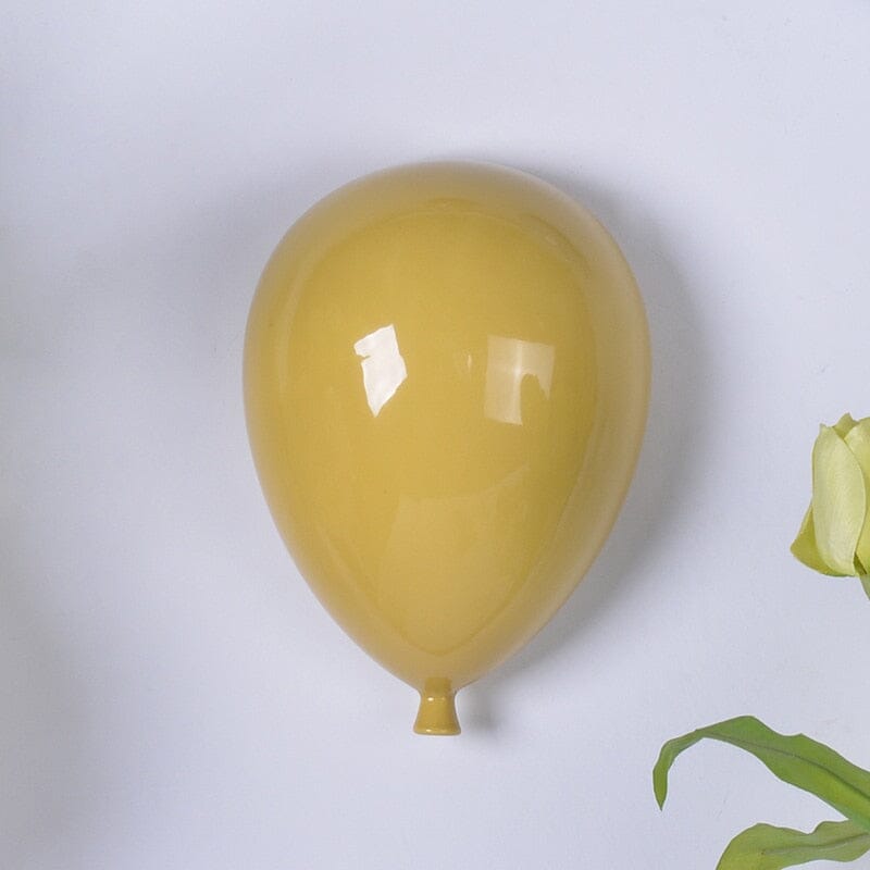 Ceramic Balloon Wall Hanging Decoration Art Kids Room Marie Antonette Yellow H8"x W 5.90"x D3.54 