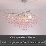 Droplets Crystal Luxuriant Chandelier and Flush mount Style Marie Antonette Pink Length 47.24"in or (120cm) 