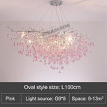 Droplets Crystal Luxuriant Chandelier and Flush mount Style Marie Antonette Pink Length 39.37"in or (100cm) 