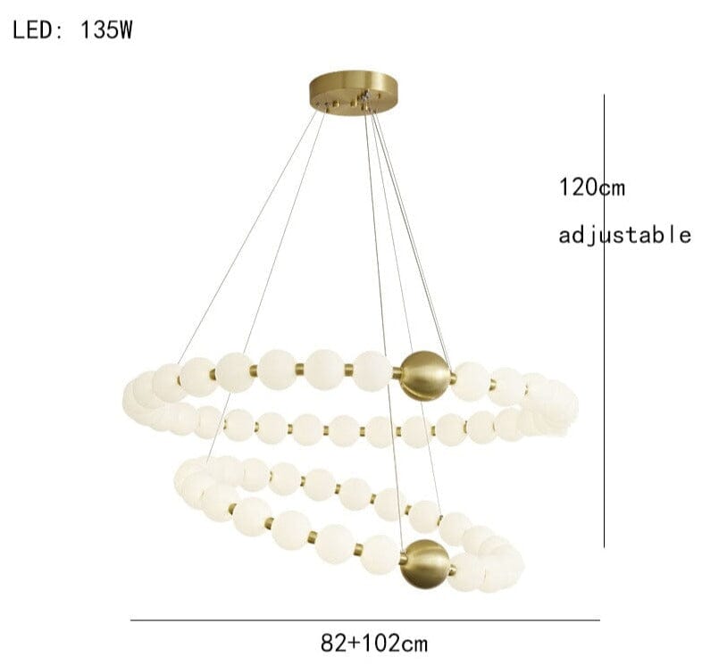 La Muse Brass LED Suspension Marie Antonette 2- rings Dia 32.28" x Dia 40.16"inches (Dia 82-102cm) Warm White 