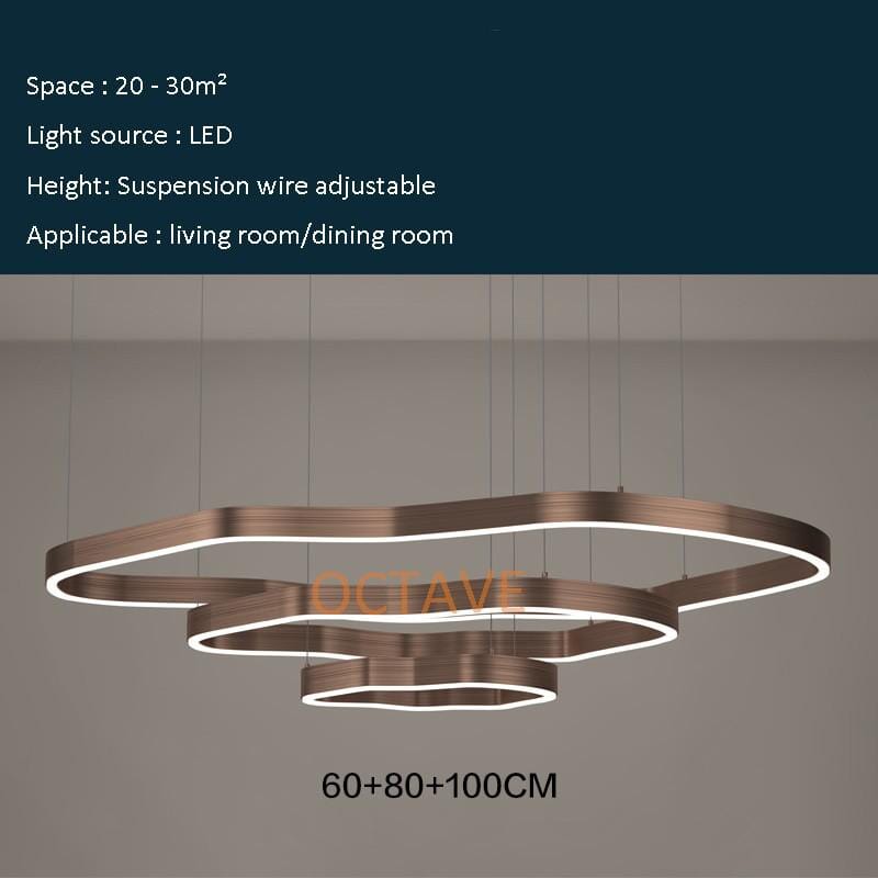 Terra Modern LED Chandelier Industrial Style Ring Marie Antonette 3layer - 60 80 100cm Dimmable 