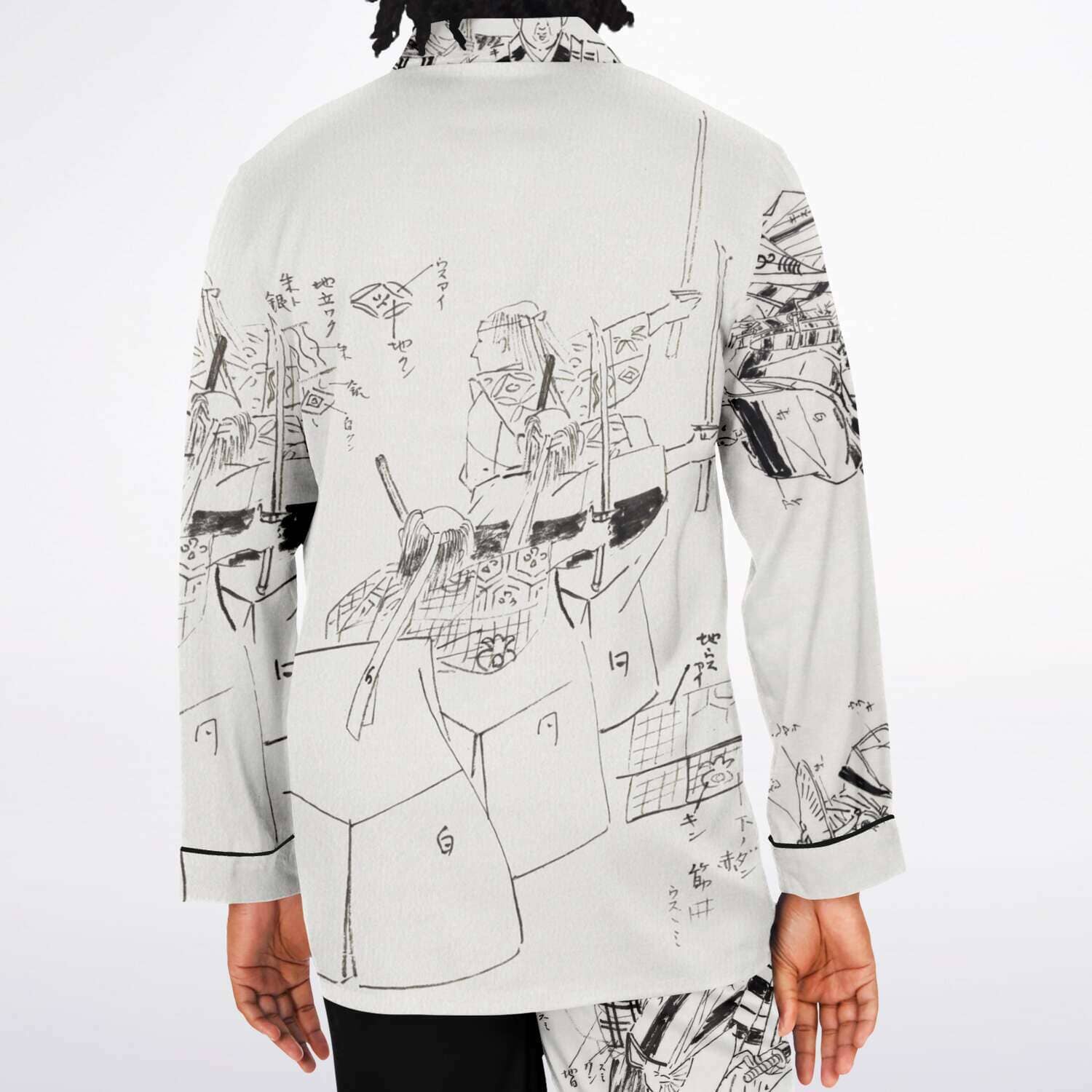 Japanese Pajama Inspired from Japanese dance-drama Men's Satin Pajamas - AOP Subliminator 