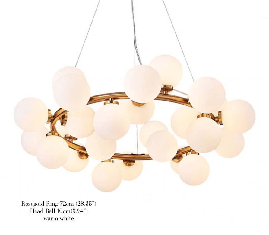 Globe Cluster Chandelier Marie Antonette Rose Gold and Warm White 