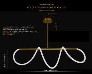 Corde LED Suspension Luminaire Marie Antonette 80cm x 30 cm | 31.50”x 11.81” inches Chrom Dimmable with remote_Cold white