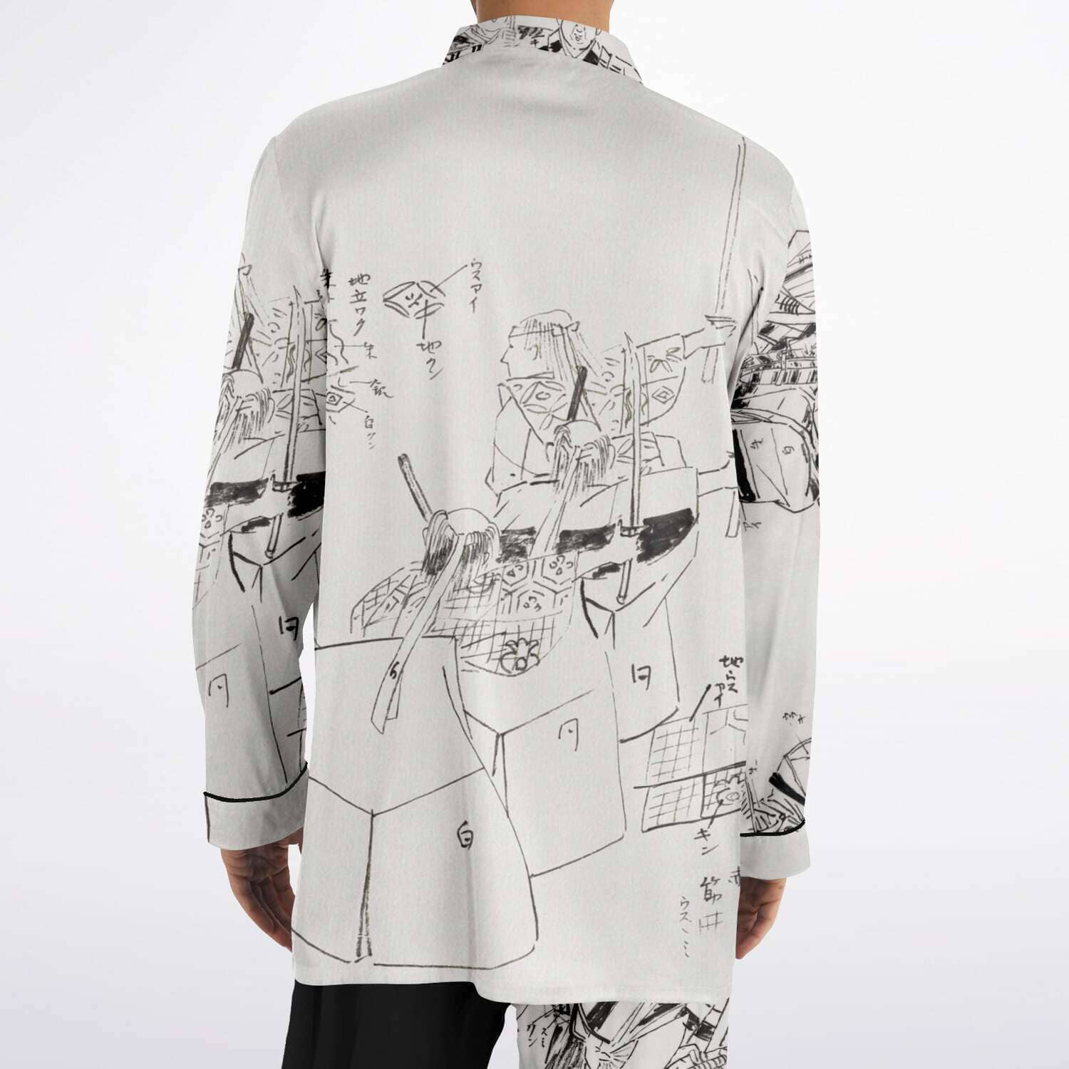 Japanese Pajama Inspired from Japanese dance-drama Men's Satin Pajamas - AOP Subliminator 