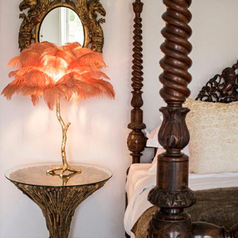 Contempory Luxury Hollywood Regency Ostrich Table Lamp Marie Antonette 