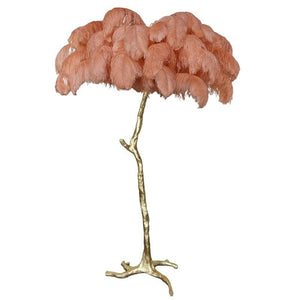 Hollywood Regency Brass Ostrich Feather Lamp floorlamp Marie Antonette 