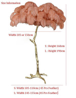 Hollywood Regency Brass Ostrich Feather Lamp floorlamp Marie Antonette 