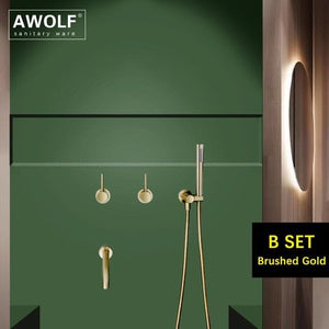 Audrey Bathroom Shower Set Marie Antonette Brushed Gold B SET 