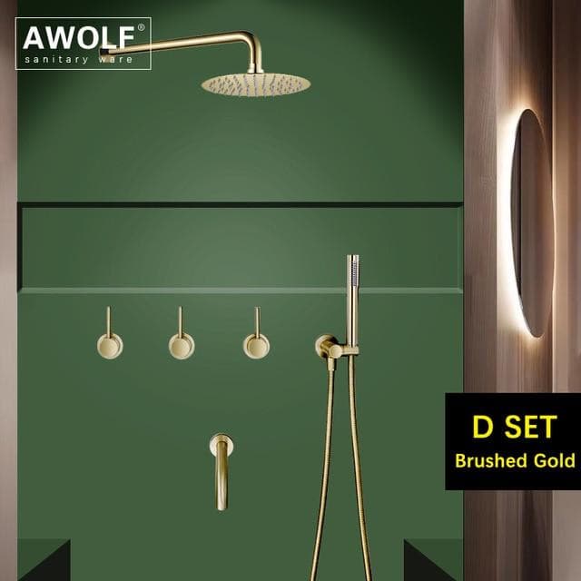 Audrey Bathroom Shower Set Marie Antonette Brushed Gold D SET 