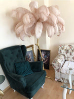 Hollywood Regency Brass Ostrich Feather Lamp floorlamp Marie Antonette 