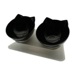 Non-Slip Double Cat Bowl Dog Bowl With Stand Pet Feeding Cat Water Bowl For Cats Food Pet Bowls For Dogs Feeder Product Supplies Marie Antonette Black Double 