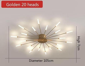 Aria LED Flush Mount Ceiling light Marie Antonette Golden 20 Heads Neutral light 