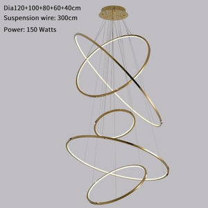 Solei Anneaux LED Marie Antonette 120x100x80x60x40cm 0-10V Dimmable Chrome chandelier, Warm white light