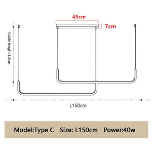 Ligne LED Suspension Light Marie Antonette L150cm (59.05") Gold frame Warm white