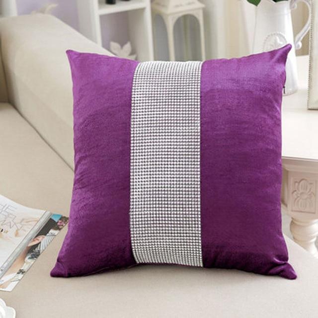 Decorative Pillow Case Flannel Diamond Patckwork Modern Simple Throw Cover Pillowcase Party Hotel Home Textile 45cm*45cm Marie Antonette Purple 