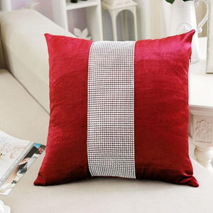 Decorative Pillow Case Flannel Diamond Patckwork Modern Simple Throw Cover Pillowcase Party Hotel Home Textile 45cm*45cm Marie Antonette Red 