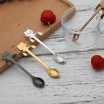 Cute Cat Teaspoons Stainless Steel Cartoon Cat spoons Creative Ice Cream Dessert Long Handle Coffee&Tea Spoon Tableware Colors Marie Antonette 