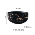 Best Gold Marble Glazes Ceramic Party Tableware Set Porcelain Breakfast Plates Dishes Noodle Bowl Coffee Mug Cup For Decoration Marie Antonette 1000ml Black Bowl 