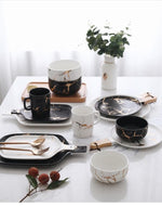Best Gold Marble Glazes Ceramic Party Tableware Set Porcelain Breakfast Plates Dishes Noodle Bowl Coffee Mug Cup For Decoration Marie Antonette 