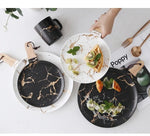 Best Gold Marble Glazes Ceramic Party Tableware Set Porcelain Breakfast Plates Dishes Noodle Bowl Coffee Mug Cup For Decoration Marie Antonette 