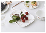 Best Gold Marble Glazes Ceramic Party Tableware Set Porcelain Breakfast Plates Dishes Noodle Bowl Coffee Mug Cup For Decoration Marie Antonette 