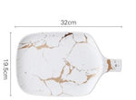 Best Gold Marble Glazes Ceramic Party Tableware Set Porcelain Breakfast Plates Dishes Noodle Bowl Coffee Mug Cup For Decoration Marie Antonette 32cm White Plate 