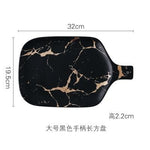 Best Gold Marble Glazes Ceramic Party Tableware Set Porcelain Breakfast Plates Dishes Noodle Bowl Coffee Mug Cup For Decoration Marie Antonette 32cm Black Plate 