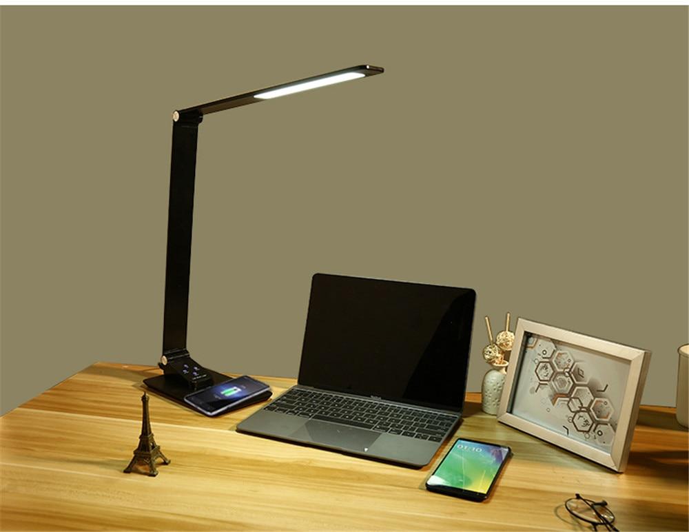 Desk Lamp with Wireless Charger,USB Charging,5 Brightness 3 Color,Adjustable Table Lamp for Office,Bedroom or Dorm,Black,7W Marie Antonette 