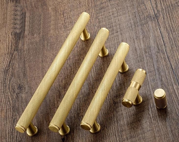 Gold Knurled/Textured simple kitchen cabinet knobs and handles Drawer Pulls Bedroom Knobs Brass T Bar Cabinet Hardware Marie Antonette 