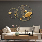 New Chinese Wall Wrought Iron Ginkgo Biloba Home Decoration Crafts Creative Wall Hanging Sofa Background Mural Ornament Decor Marie Antonette 