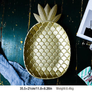 Leaf and Pineapple Gold Finish Tray Marie Antonette B 