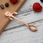 Cute Cat Teaspoons Stainless Steel Cartoon Cat spoons Creative Ice Cream Dessert Long Handle Coffee&Tea Spoon Tableware Colors Marie Antonette Rose Gold 