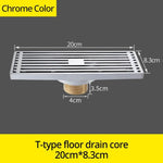 Drains Chrome Brass Bathroom Linear Shower 8*20cm Floor Drain Wire Strainer Art Carved Cover Waste Drain Bathroom Fitting B8029 Marie Antonette Chrome 8029L-T China 