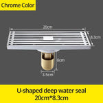 Drains Chrome Brass Bathroom Linear Shower 8*20cm Floor Drain Wire Strainer Art Carved Cover Waste Drain Bathroom Fitting B8029 Marie Antonette Chrome 8029L-U China 