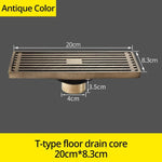 Drains Chrome Brass Bathroom Linear Shower 8*20cm Floor Drain Wire Strainer Art Carved Cover Waste Drain Bathroom Fitting B8029 Marie Antonette Antique 8029F-T China 