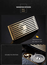 Drains Chrome Brass Bathroom Linear Shower 8*20cm Floor Drain Wire Strainer Art Carved Cover Waste Drain Bathroom Fitting B8029 Marie Antonette 