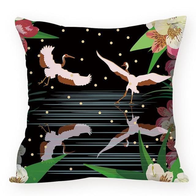 Colorful Crane Bird Cushion Cover Marie Antonette soft 45-45cm L875 L875-7 